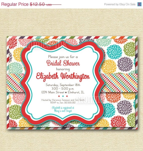 10% Off Holiday Sale Rainbow Posies Bridal Shower Invite - PRINTABLE INVITATION DESIGN Il_570xn