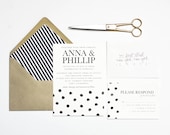 Polka Dot Wedding Invitation // Wedding Announcement // Save the Date // Digital or Letterpress - PuddleduckPaperCo