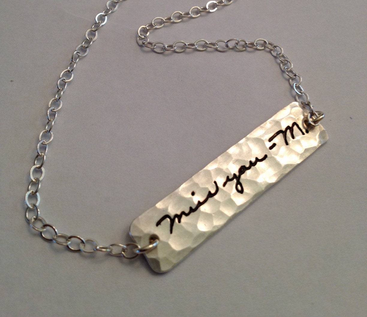 Bar Necklace Memorial Signature Jewelry Your by SurfingSilver