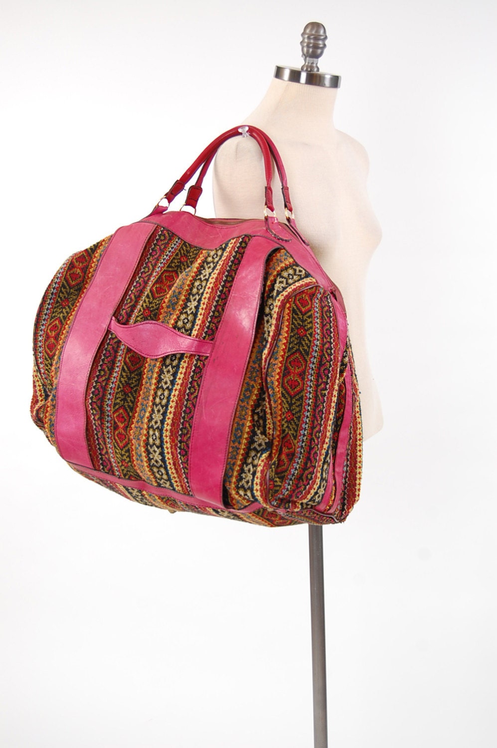 Vintage 60s boho tapestry Duffle bag / HUGE by digvintageclothing