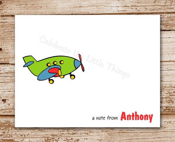 Set of 8 / Airplane Note Cards / Personalized Stationery Set / Thank You Notecards / Plane Il_570xn