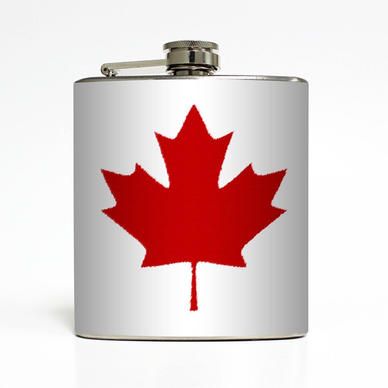 Canada Flag Whiskey Flask Red White Canadian by LiquidCourage
