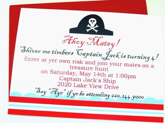 Pirate Invitation / Boy Pirate Invitations / Pirate Party Il_570xn