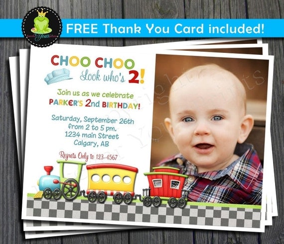Train Birthday Invitation - FREE Thank You Card included Il_570xn