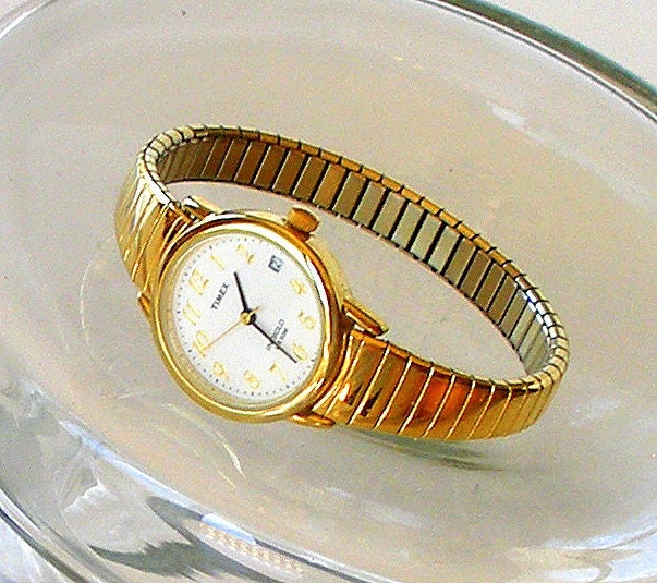 Vintage Womens Watch Gold Timex Adjustable by retrogroovie on Etsy
