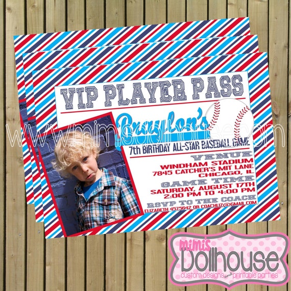 Baseball Party Invitation- Printable All Star Birthday Invitation- Baseball Birthday Party Invitation PDF/JPEG Il_570xn