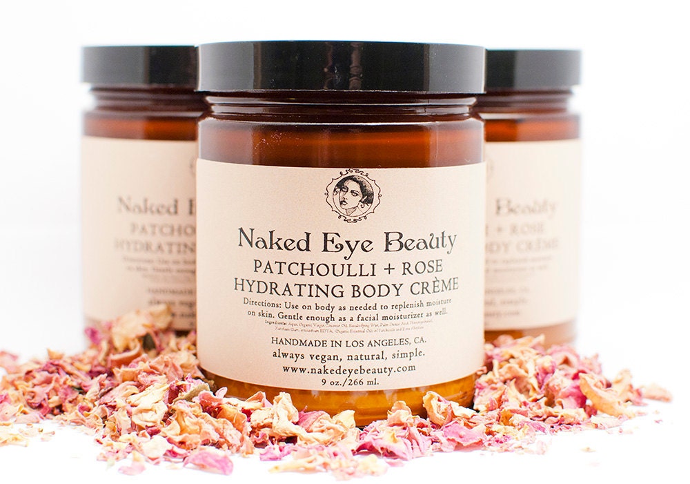 Patchoulli + Rose Body Creme Vegan Natural 9 oz