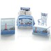 BY THE SHORE Nautical Dollhouse Miniature - Hand-Painted 4pc Boy's Bedroom Bed Set Sailing, Sailboat, Lighthouse