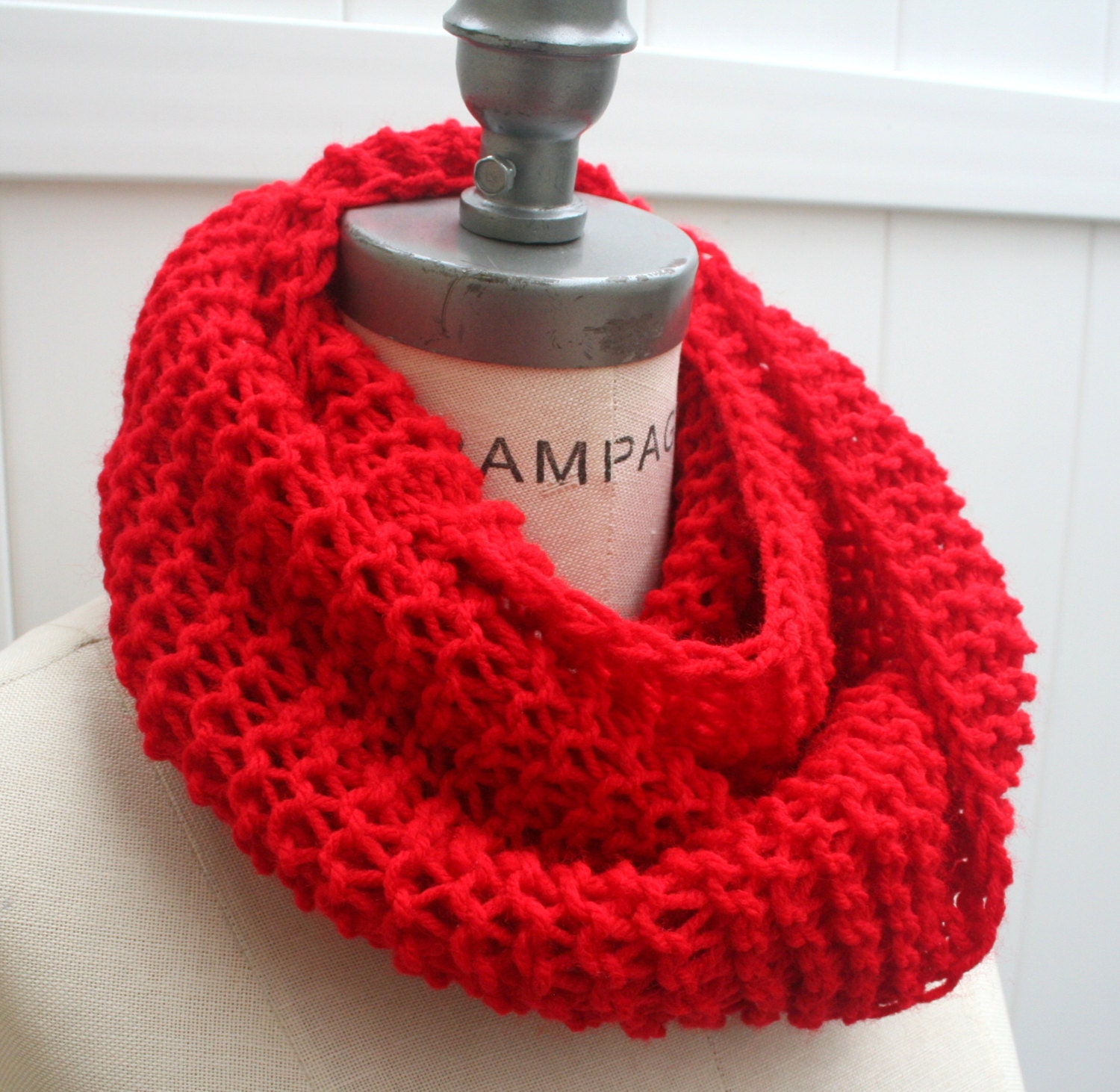 Red Knit Scarf Women Scarves Hand Knit Scarfs Winter By Piyoyo 