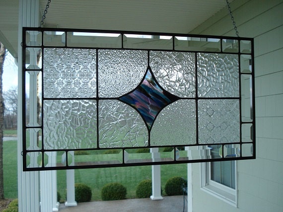 Items Similar To Stained Glass Window Panel Clear Textured & Beveled ...