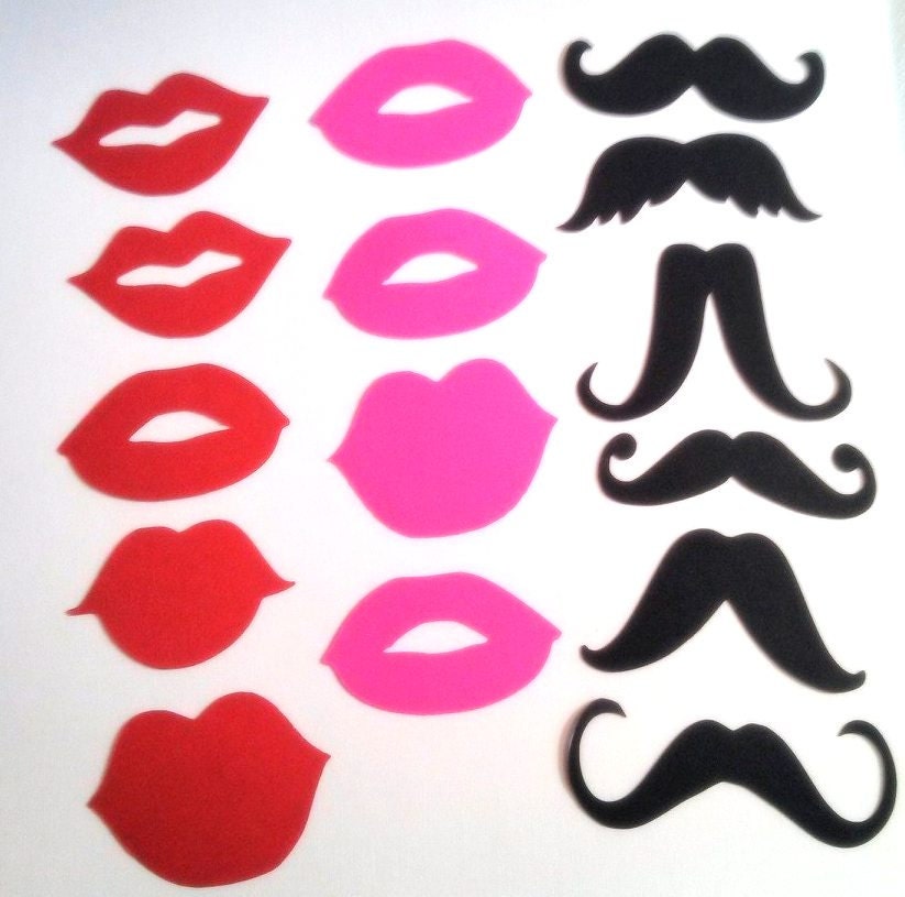 100 pcs Mustache Moustache Lip Cut Outs Die Cuts by PartyHQ