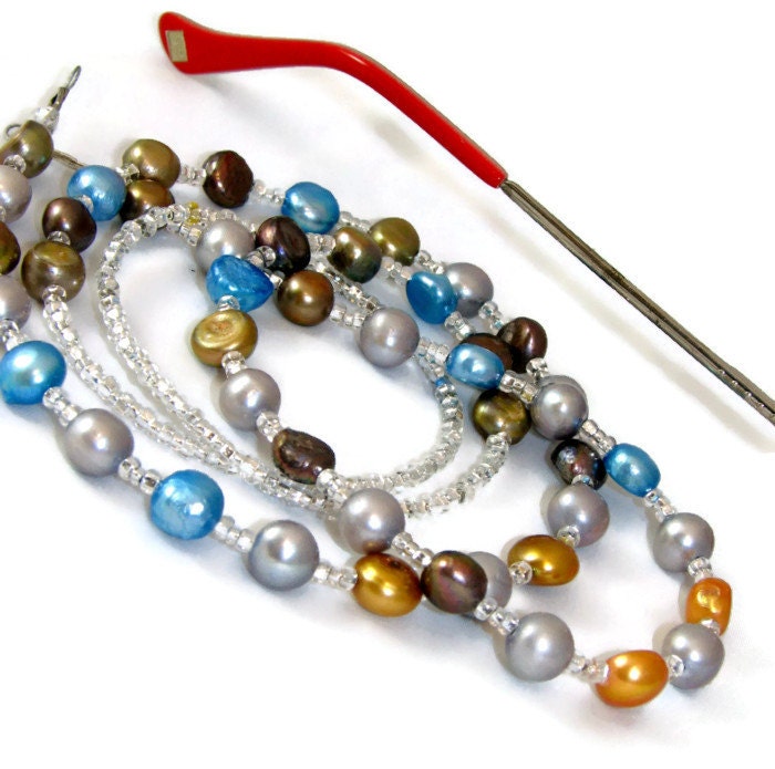 Freshwater Pearl Beaded Eyeglass Lanyard Office Id by nonie615