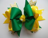 Green and Yellow Hair Bow Green Bay Packers Hair Bow - ransomletterhandmade