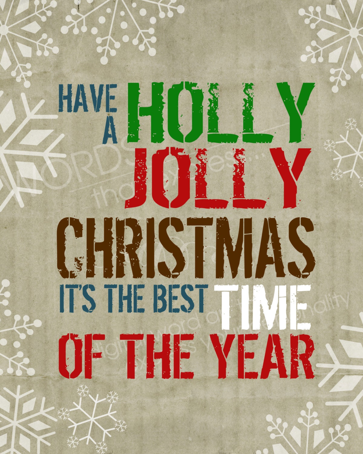 Have a Holly Jolly Christmas Christmas Print 4 x 6, 5 x 7, 8 x 10, 11 x 14