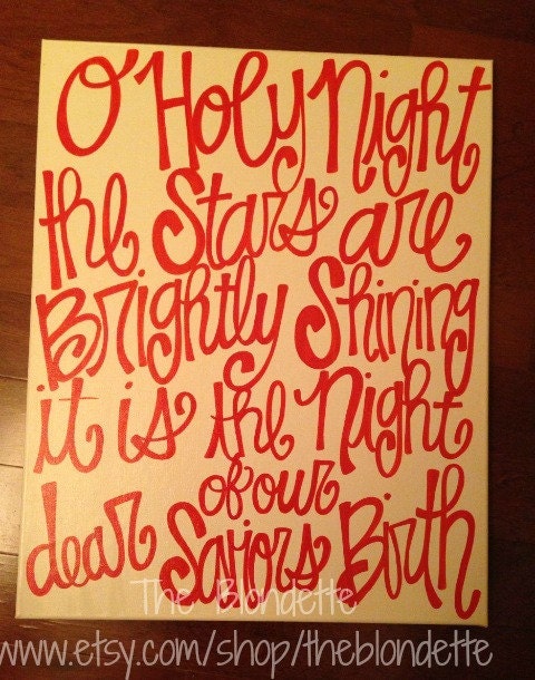 O Holy Night Lyrics Christmas song 16in x 20in by TheBlondette