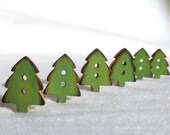 Tiny Green Christmas Tree Buttons, Christmas Button Wood, Set of 6  12mm or 1/2" - WoodenHeartButtons