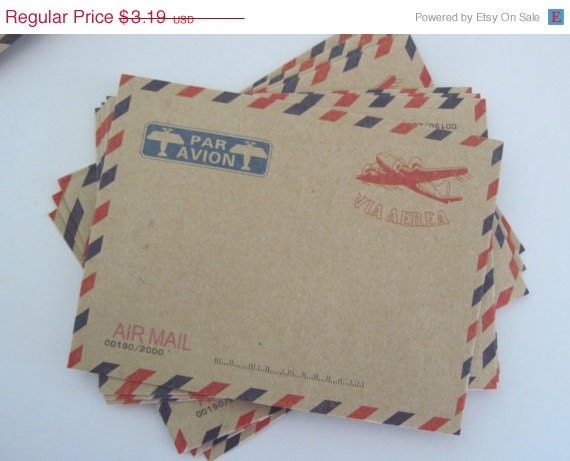 ON SALE Set of 10 Vintage Mini Airmail Envelopes Par Avion Via Aerea Il_570xn