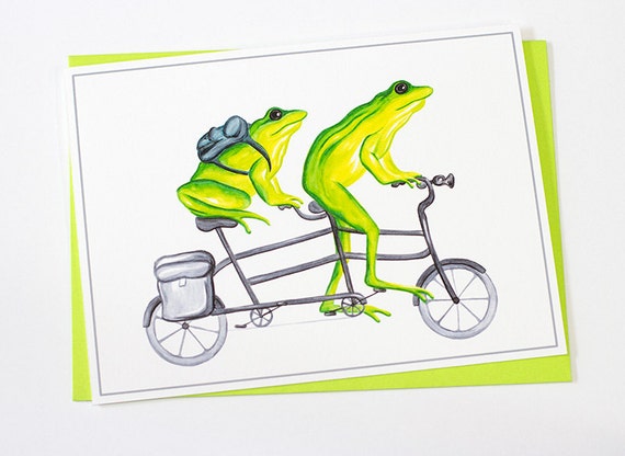 Frogs On Tandem Bicycle Cycling Frogs Frog By Amelielegault