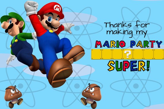 PRINTABLE Thank You Card Super Mario Bros. Thank You by AtomDesign