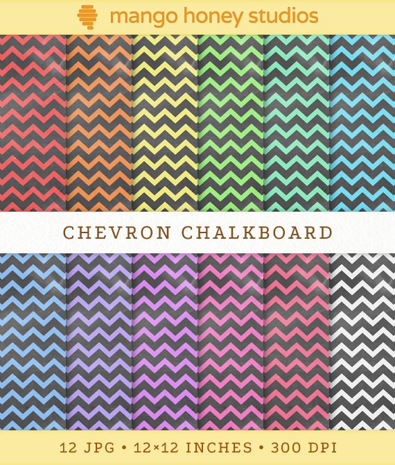 Chevron Chalkboard Digital Paper Chalkboard by HoneyClipArt