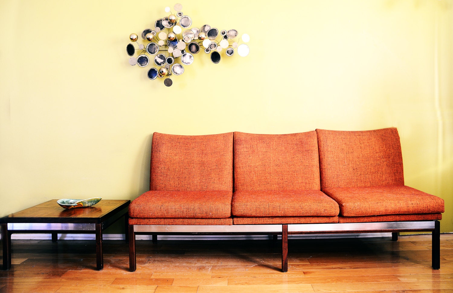 Mid Century Modern Orange Sofa Loveseat Settee End Table Modular Seating - 20cModern
