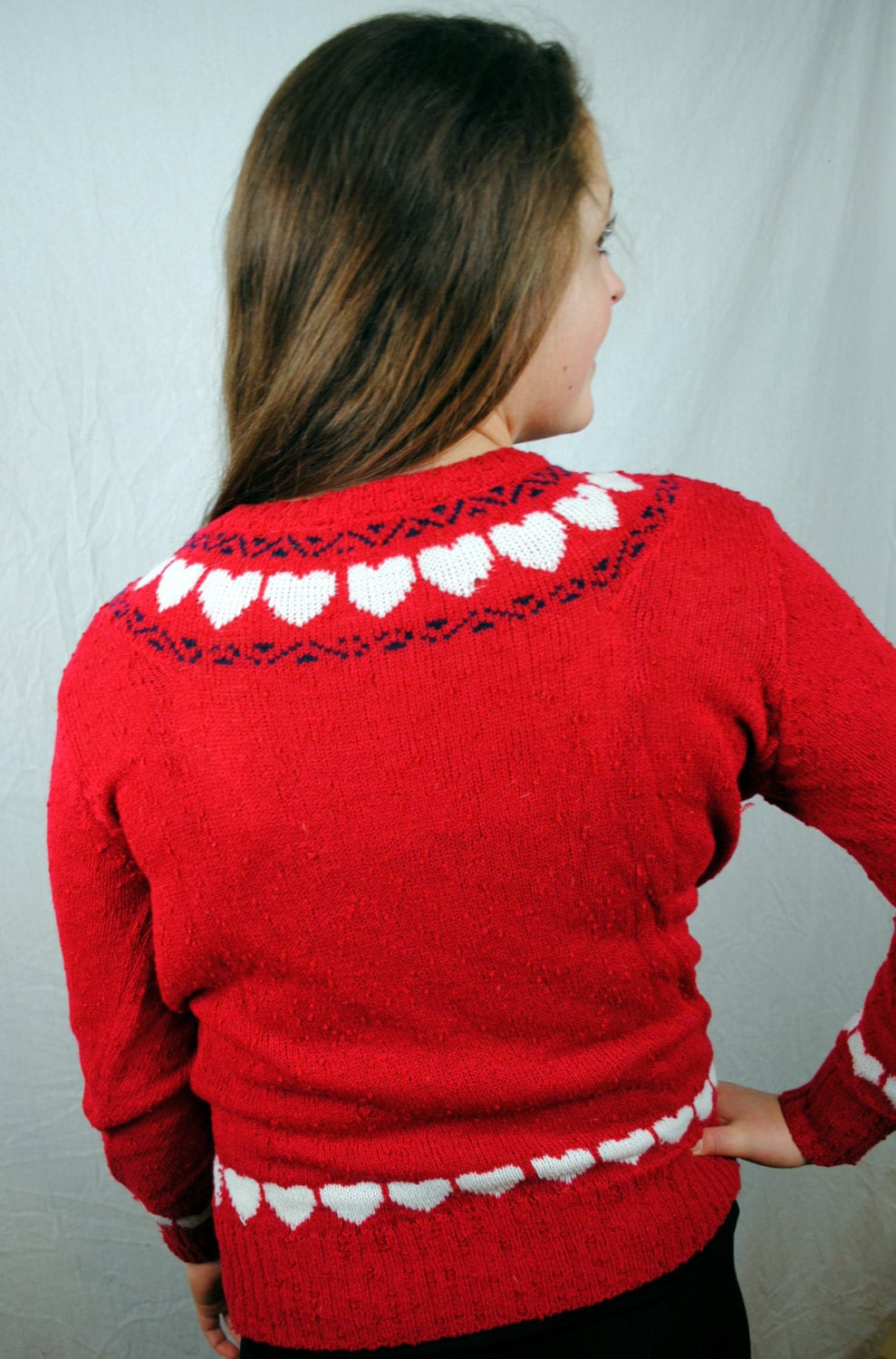 Best Vintage 80s Love Heart Knit Sweater