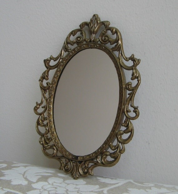 Vintage Ornate Italian Brass Mirror by vintagenowandthen on Etsy