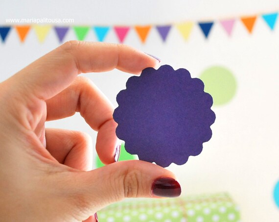 50 Scalloped Circles (2.0 inches) in Light Purple textured Cardstock Die Cut A904 Il_570xn