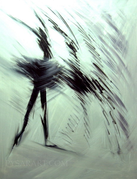 Abstract Ballet Ballerina Painting Print Dancer by Pysar on Etsy