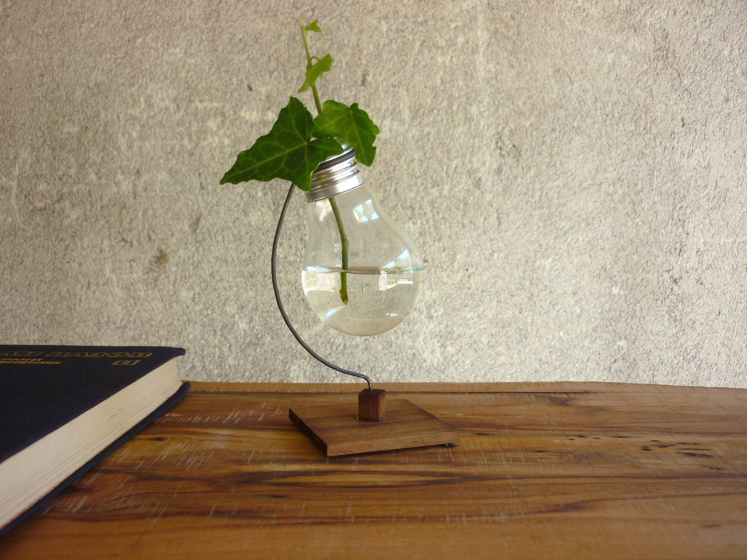 Bulb vase alpha recycled light bulb vase wooden stand by Paladim