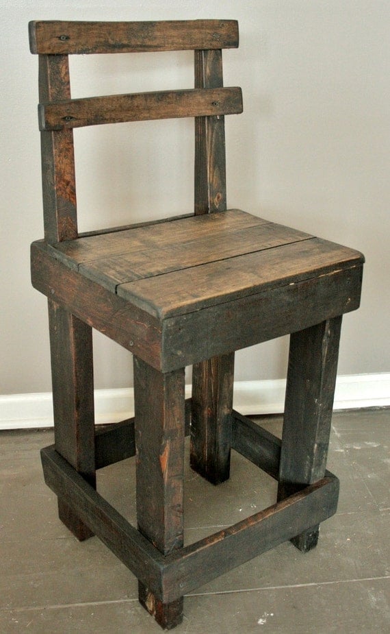 Pallet Wood Bar Stool with Back