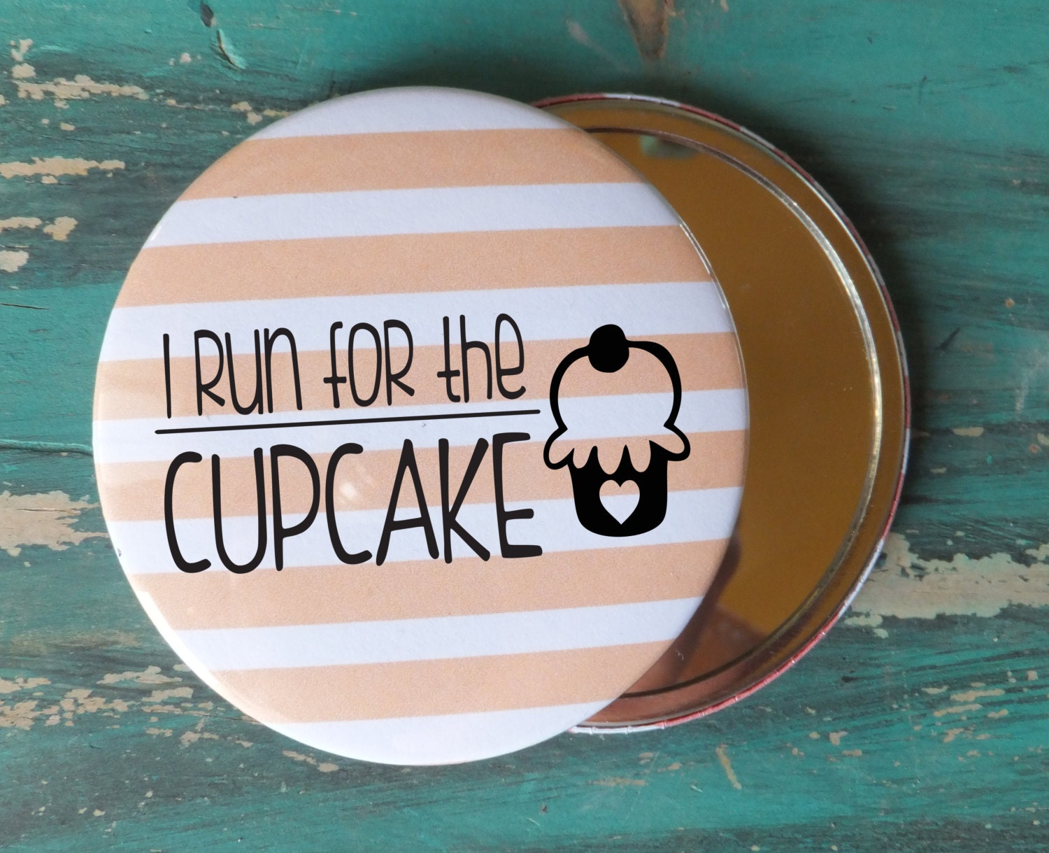 I Run for the Cupcake 3 Inch Pocket Mirror or Button - NirvanaClothingCo