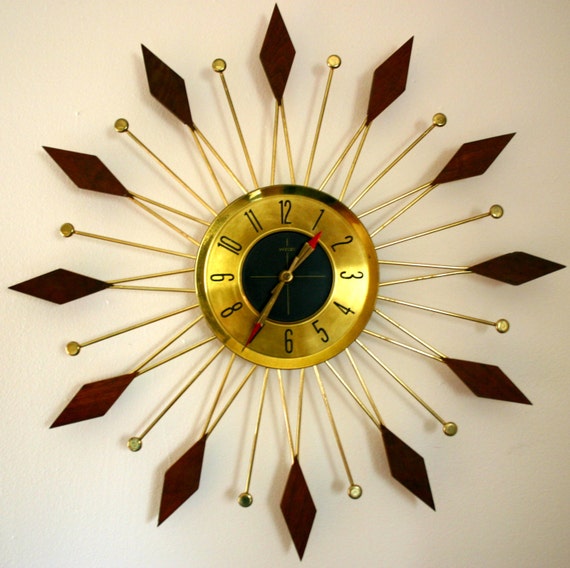 Mid Century Modern Welby Starburst Sunburst Wall Clock