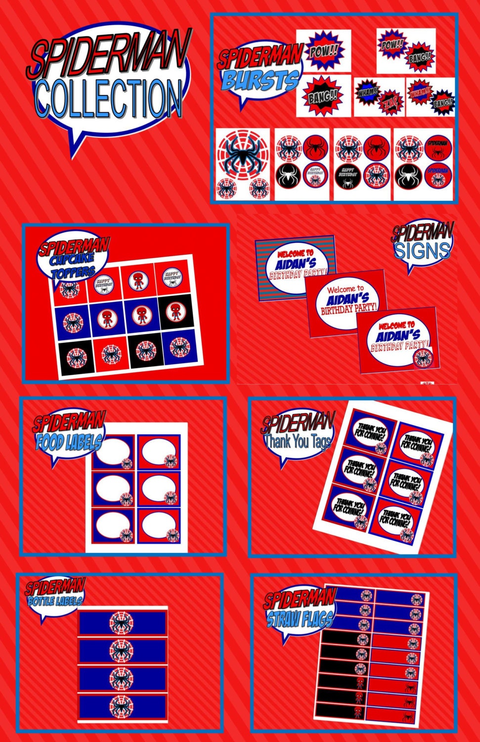 SPIDERMAN Party - Complete Package - Boy Birthday Party - Super Hero - Superheroes - Krown Kreations- INSTANT Download Il_570xn