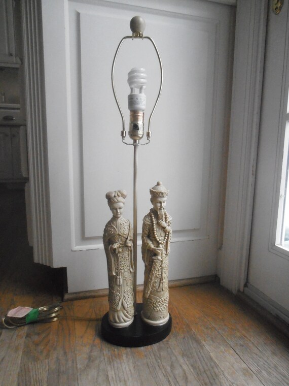 Asian Figurine LAMP Oriental Lamp Asian Mid by ChippedGREENchair