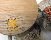 Orange tulip - cut out wood brooch with felt inlay - Arabela