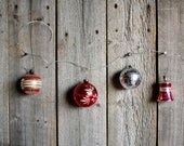 Vintage Mercury Glass Ornaments, Red and SIlver - shavingkitsuppplies