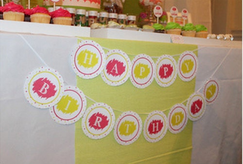 ABC ALPHABET Kids Birthday Party Printable Banner - Pink and Green Il_570xn