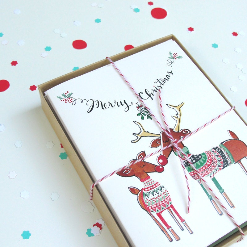 Couple's Newlywed Christmas Card, Ugly Sweater Party Card - anopensketchbook