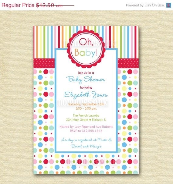 10% Off Holiday Sale Rainbow Baby Shower Invite - PRINTABLE INVITATION DESIGN Il_570xn