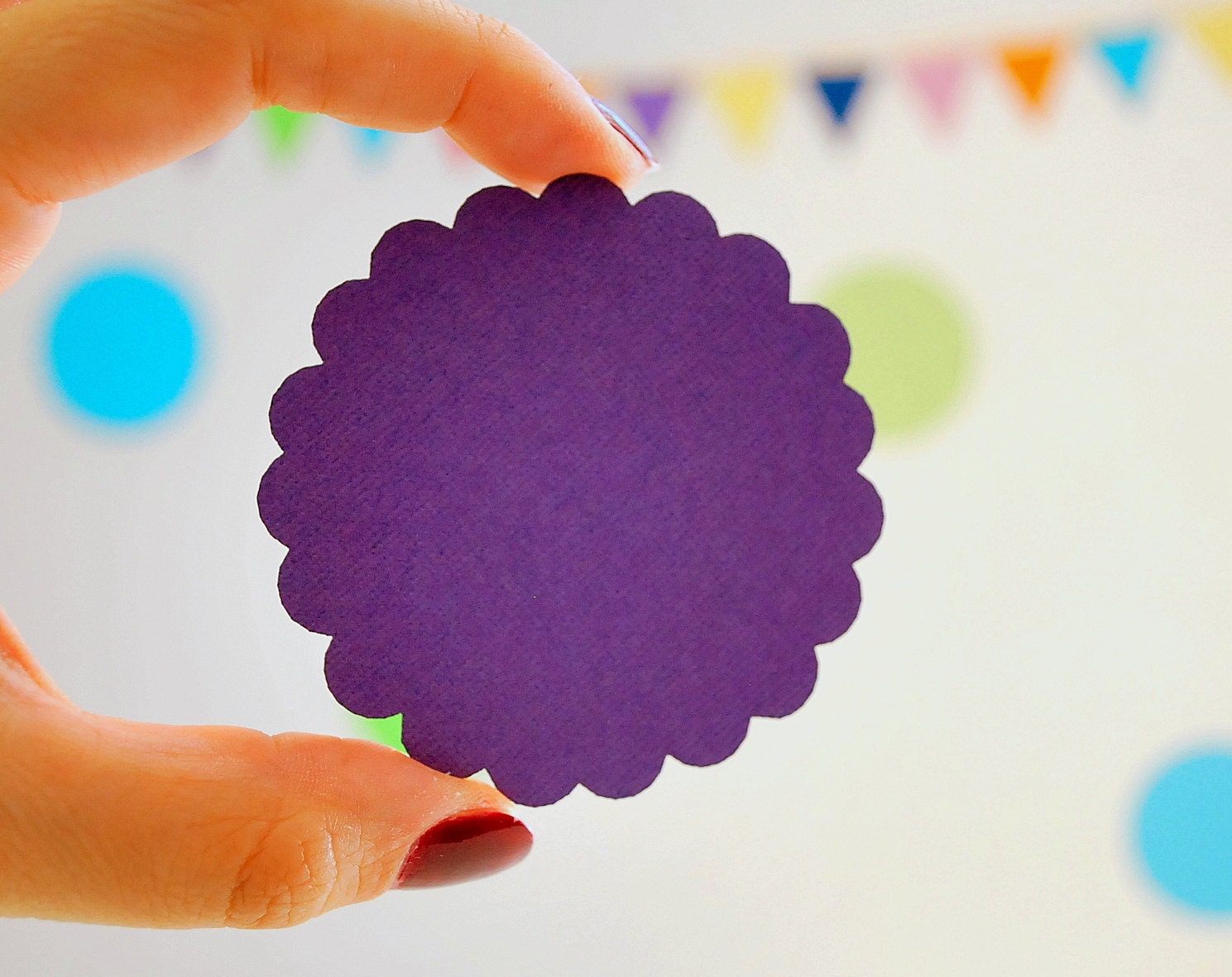 32 Scalloped Circles (2.5 inches) in textured Cardstock Die Cut A62 Il_570xn