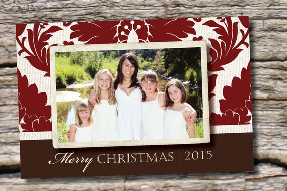 CHRISTMAS PHOTO CARD Vintage Christmas Holiday Photo Digital Card Double Sided- diy, you print, printable Il_570xn