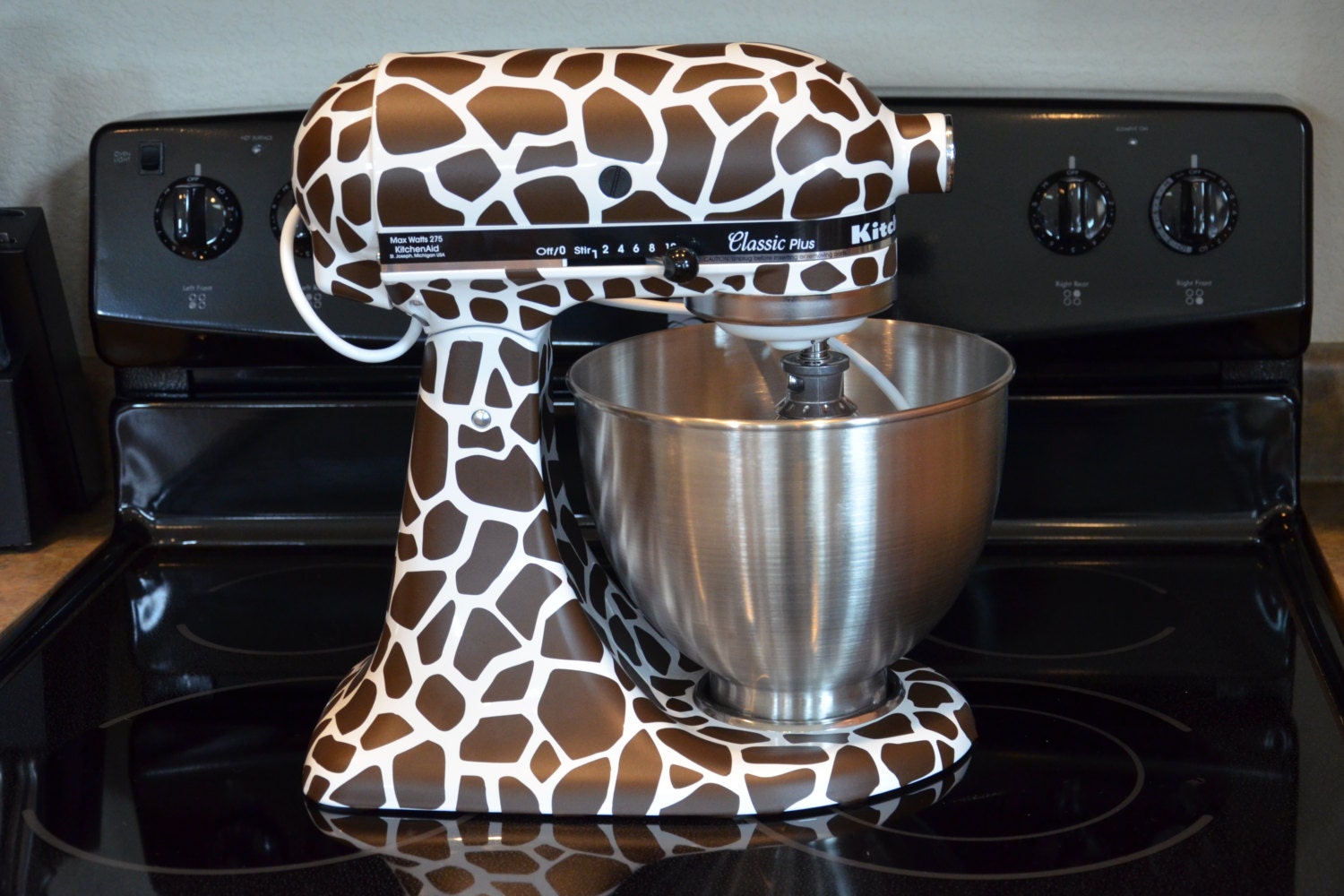 Giraffe print kitchen mixer decal set