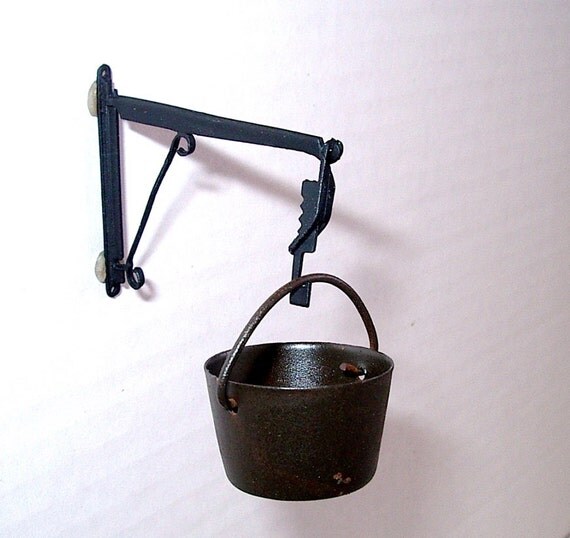 Fireplace Crane & Cooking Pot Dollhouse Miniature by CalicoJewels