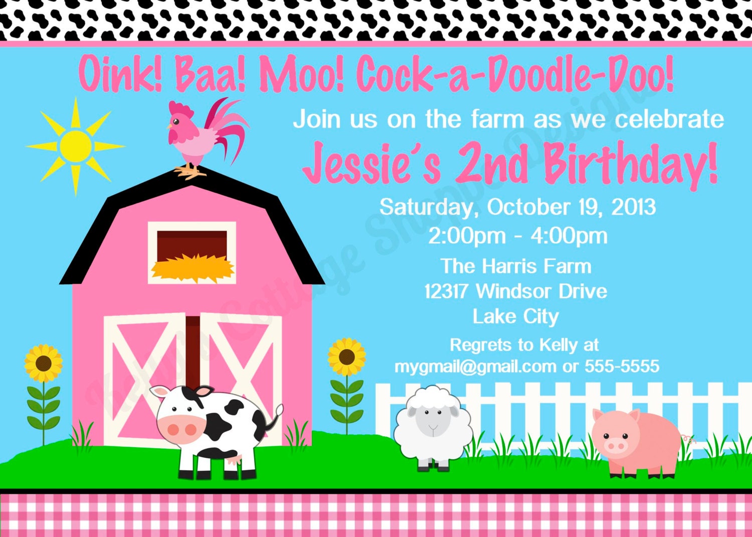 Barnyard Birthday Party Invitation.... Custom, Printable, Digital Il_570xn