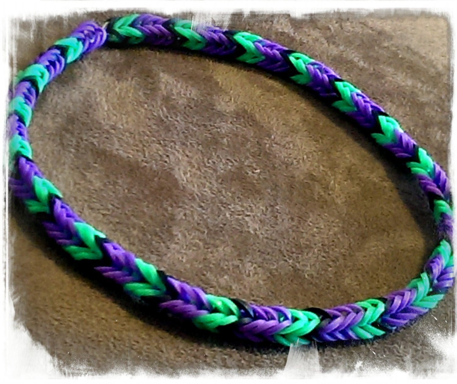 Items similar to The Joker rubber band necklace Green, Black, and Purple on Etsy