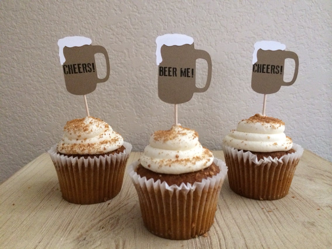 12 Beer Mug Cupcake Topper Food Pick Topper