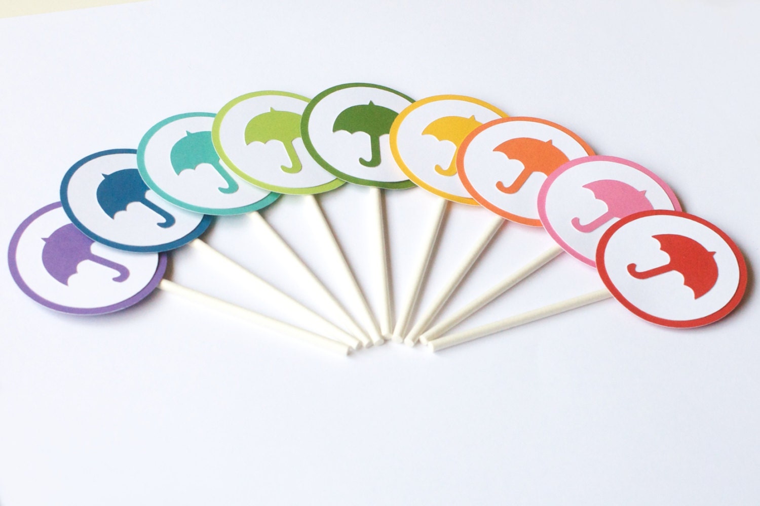 18 Umbrella Cupcake Toppers - Rainbow Baby Shower - Rainbow Cupcake Toppers Il_570xn