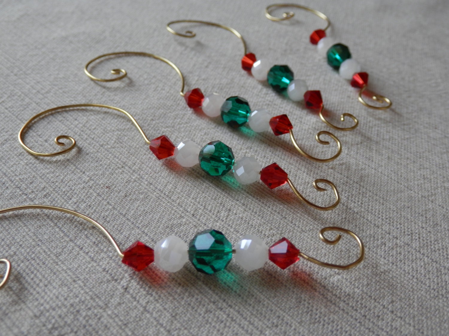 Glass Crystal Beaded Wire Ornament Hooks by kristengaudette