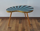 RARE Authentic Mid Century Plant Stand. Striped. Black and sky blue.1950s. Small Table. Germany. - BerlinerStrasse